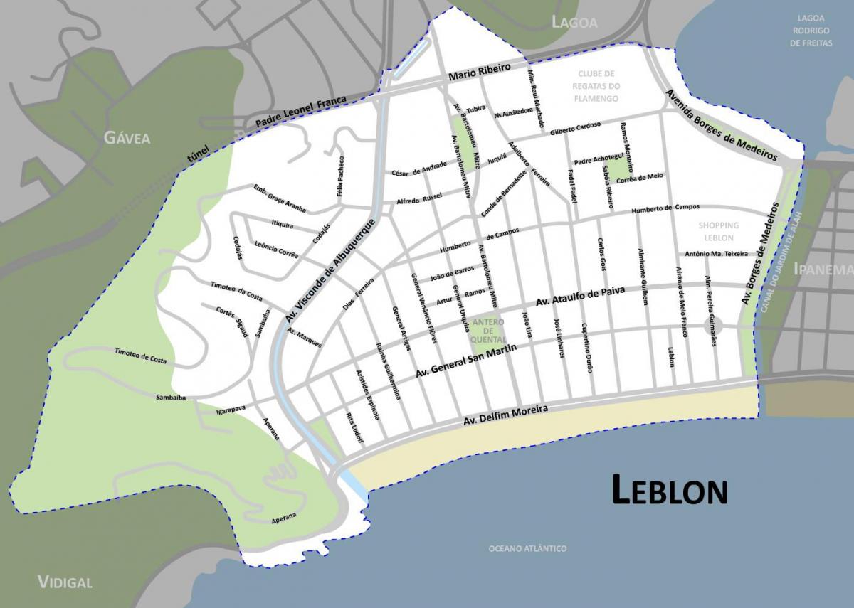 Karte von Leblon beach