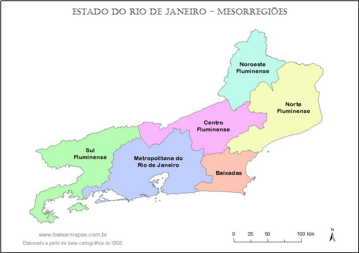 Karte von mesoregions Rio de Janeiro