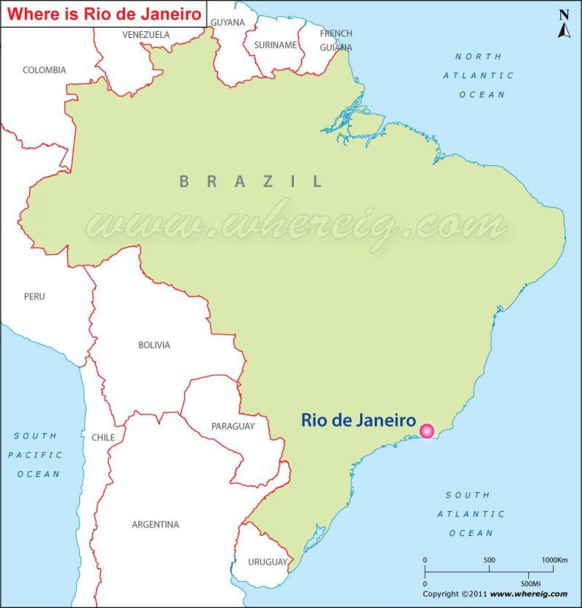 Karte von Rio de Janeiro und Brasilien
