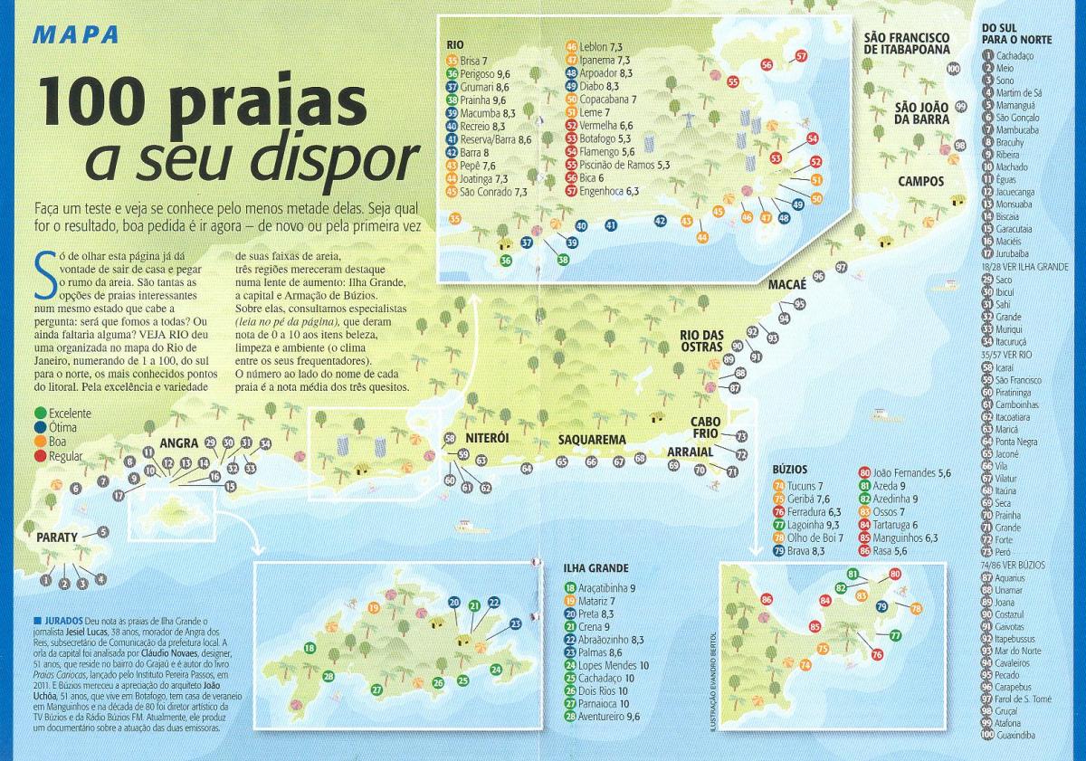 Karte der Strände von Rio