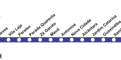 Karte von Rio de Janeiro U-Bahn - Linie 3 (Blaue Linie)