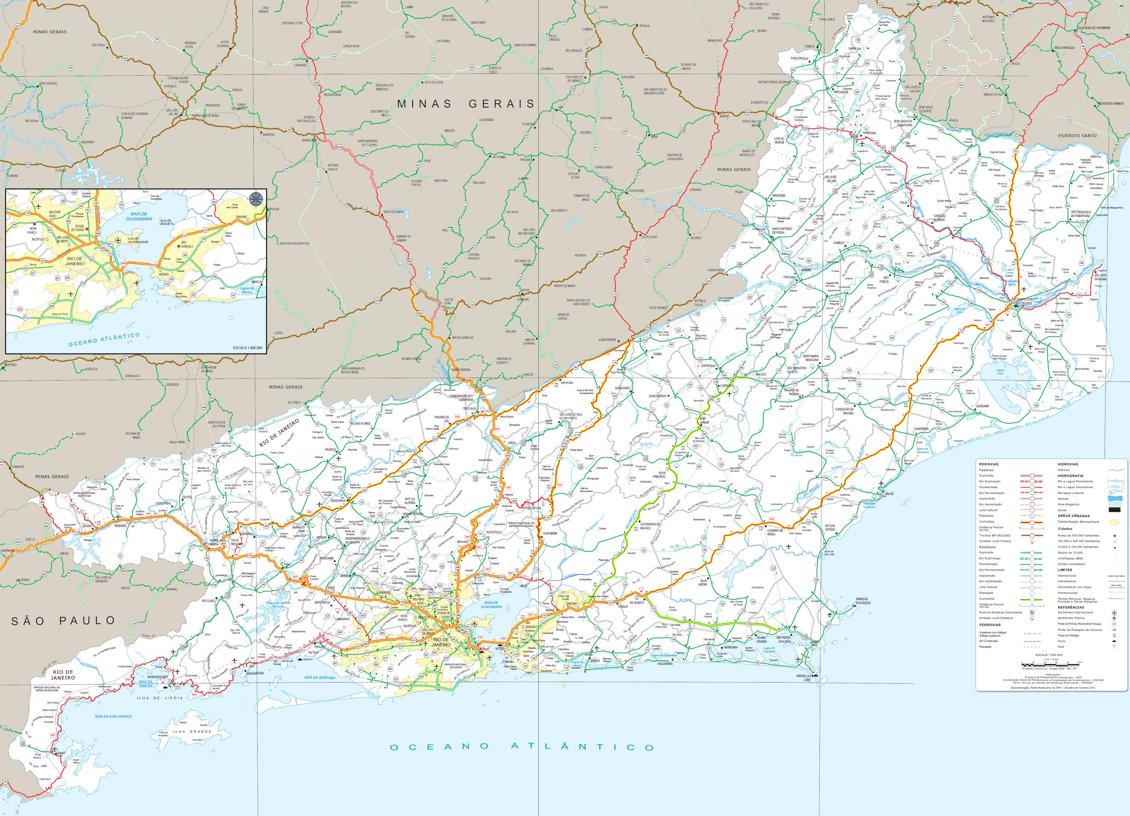 Strassen Bundesstaat Rio De Janeiro Map Karte Von Strassen Bundesstaat Rio De Janeiro Bresil