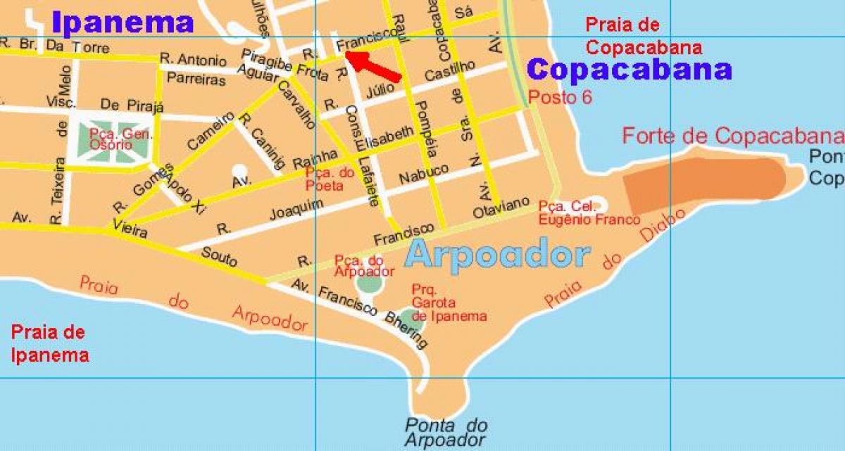 Karte von Arpoador-Strand