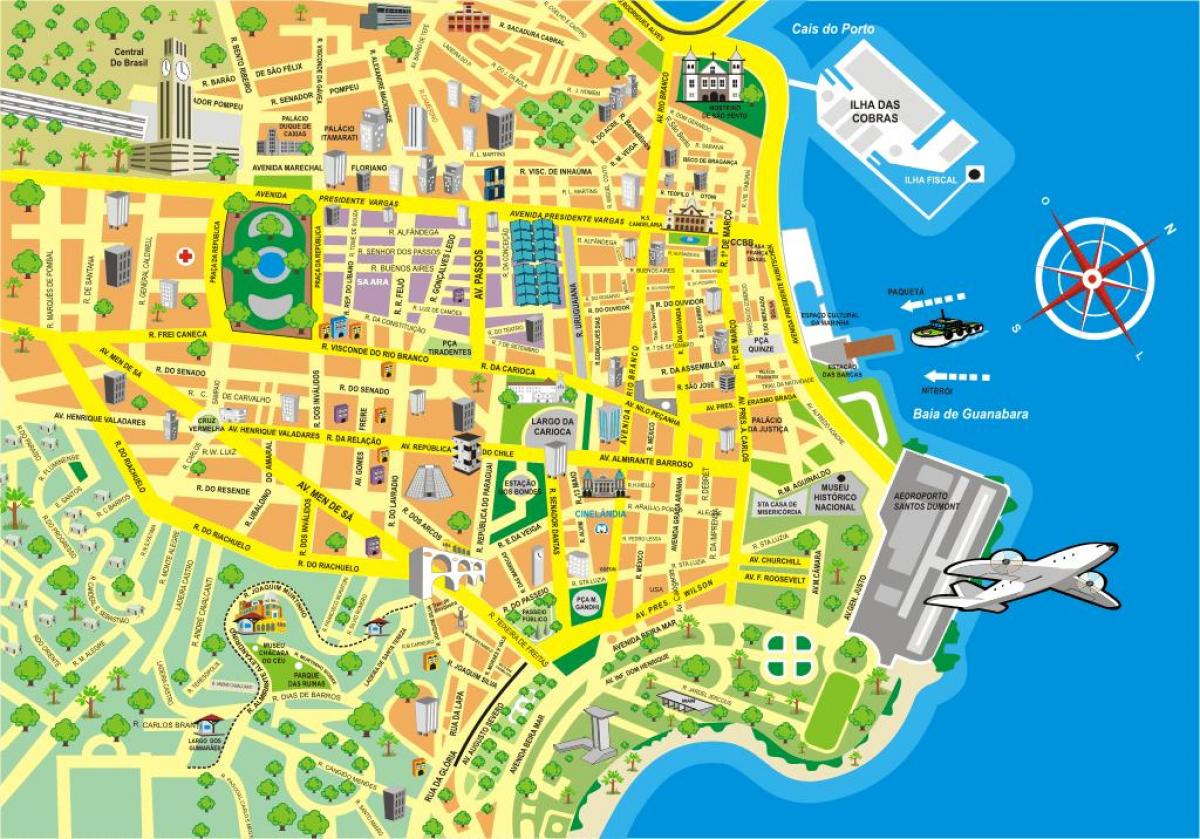 Karte von Sehenswürdigkeiten Rio de Janeiro