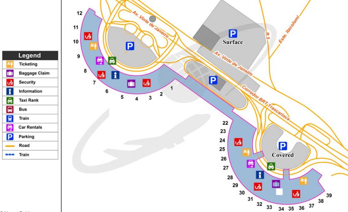 Karte der Internationale Flughafen von Rio de Janeiro