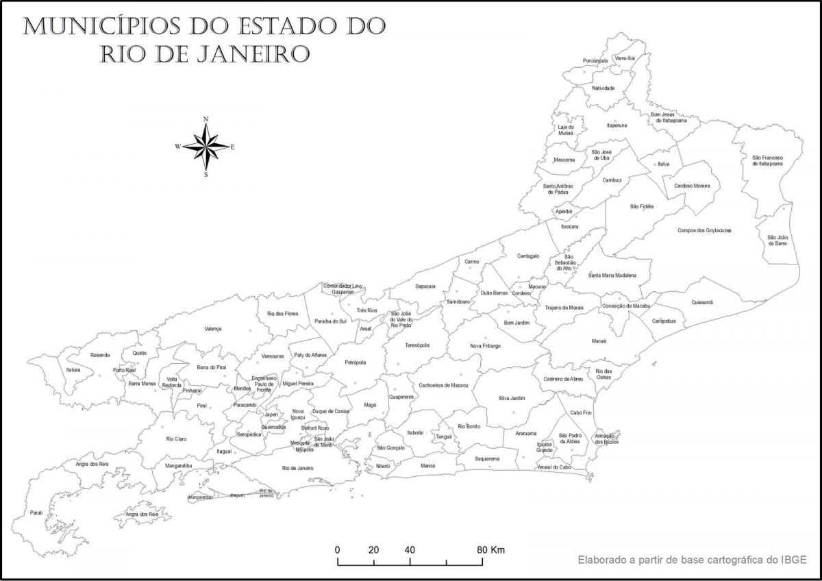 Karte von Rio de Janeiro schwarz und weiß