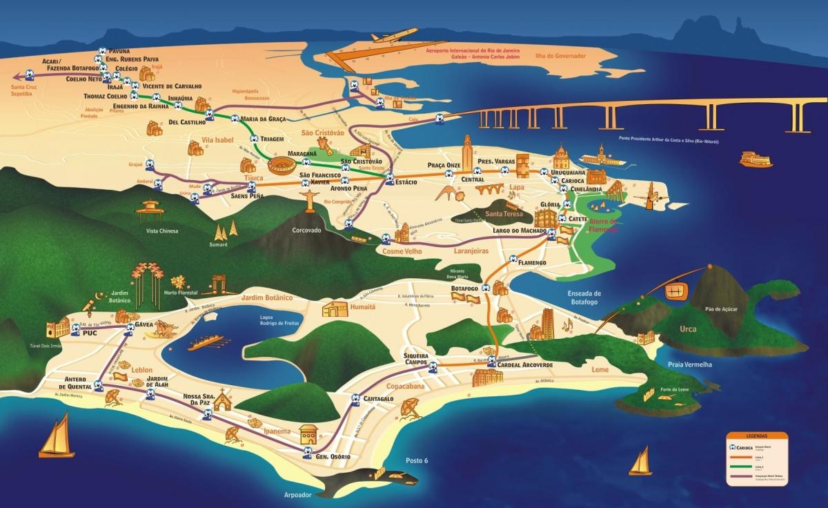 Karte von Rio Denkmäler