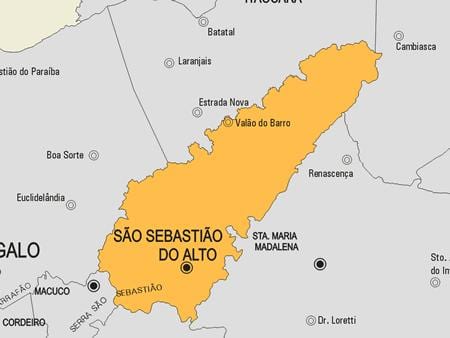 Karte von São Sebastião do Alto Gemeinde