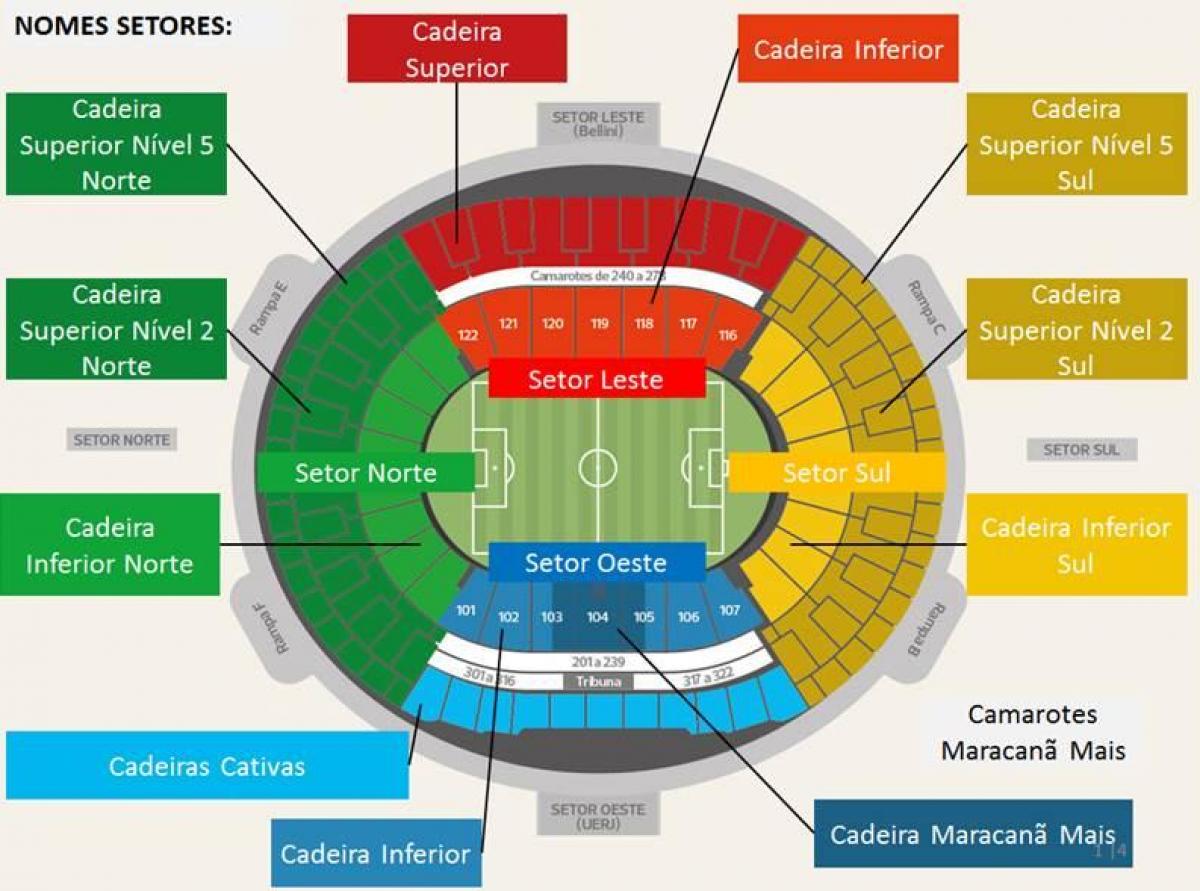 Karte von Stadion Maracanã secteurs