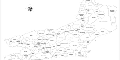 Karte von Rio de Janeiro schwarz und weiß